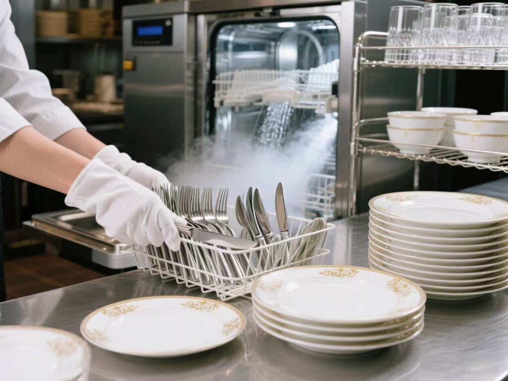 Hotel tableware cleaning pictures
