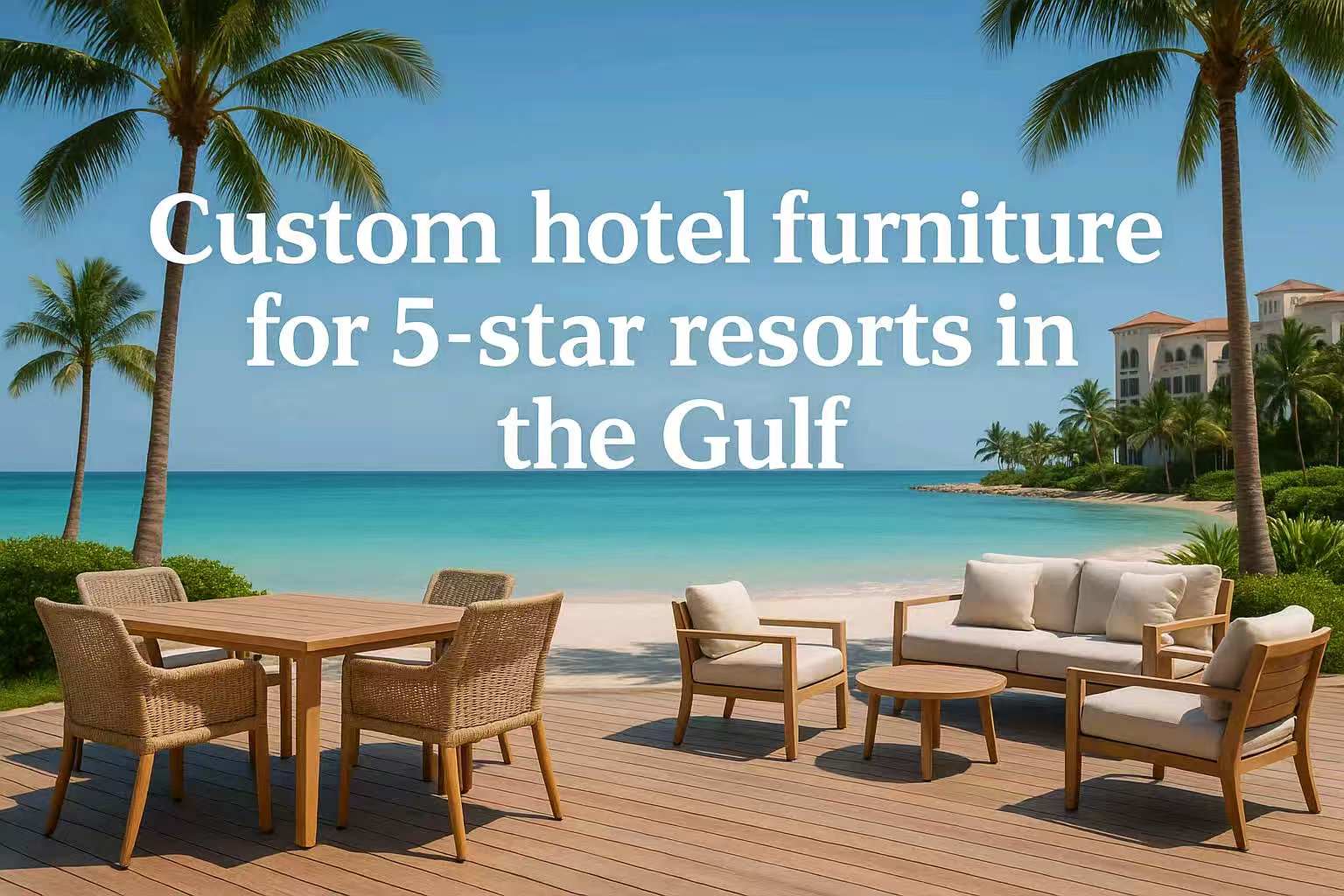 Outdoor patio custom hotel furniture resistant to sun, sand and heat in Gulf resort