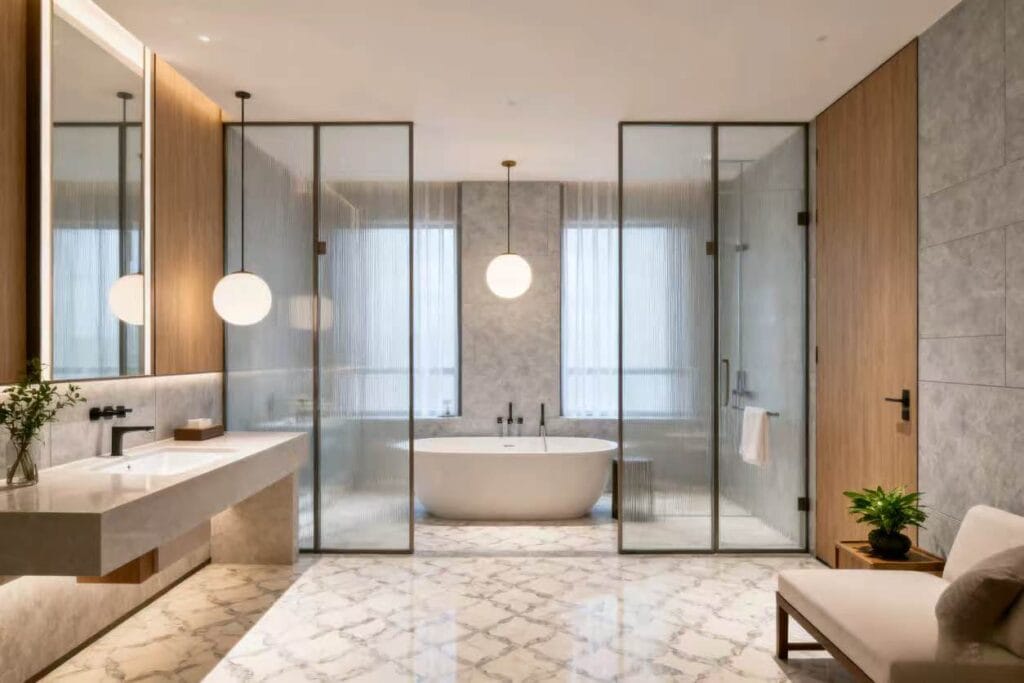 Hotel furniture export checklist-Bathroom vanity and fixtures meeting export checklist requirements