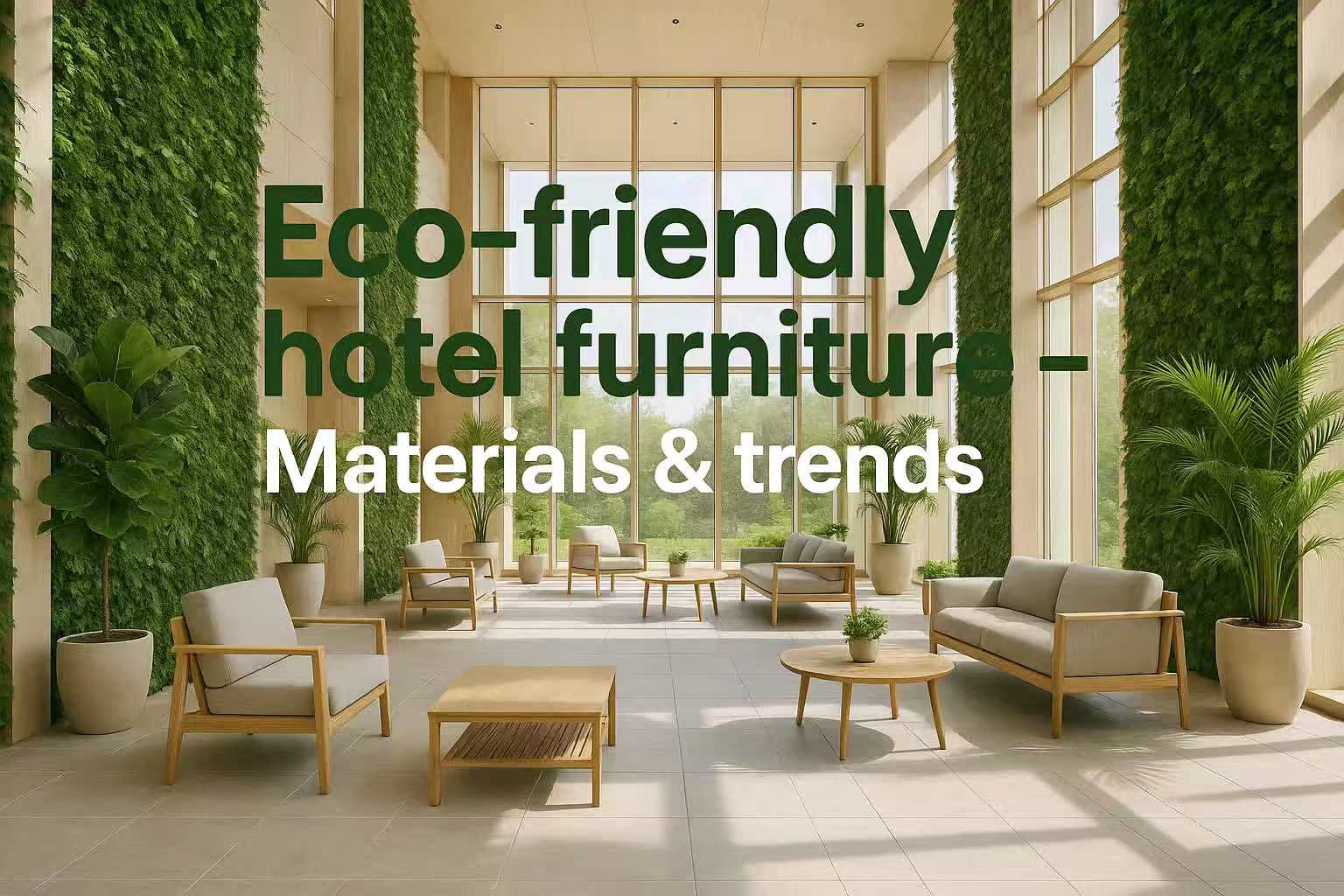 Eco-friendly hotel furniture in a modern lobby with FSC-certified wood