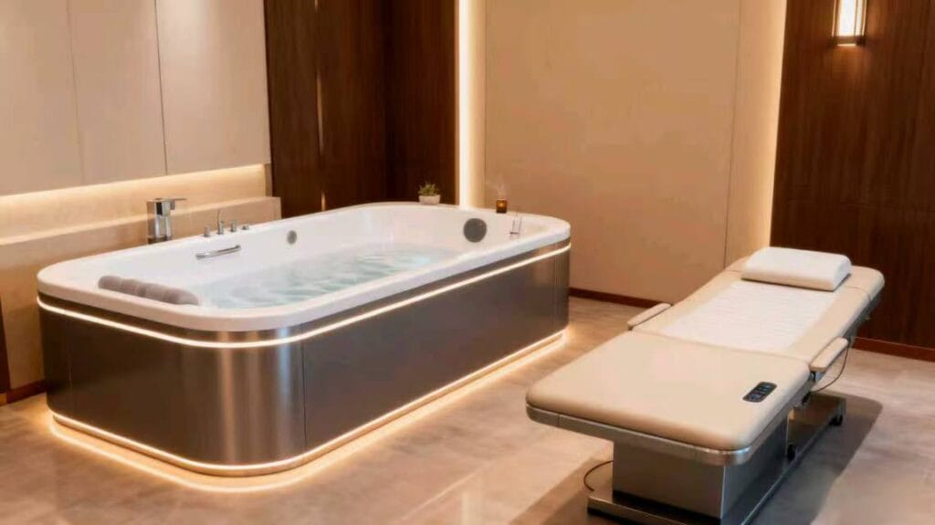 Smart Hotel Furniture: The Future is Now 4 Smart Hotel Furniture Bathroom + Bathtub Design