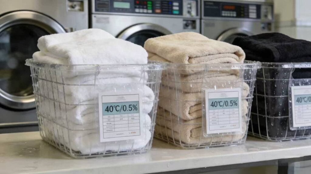 hotel-towel-care-classification-system-with-temperature-parameters-for-commercial-laundry-operations