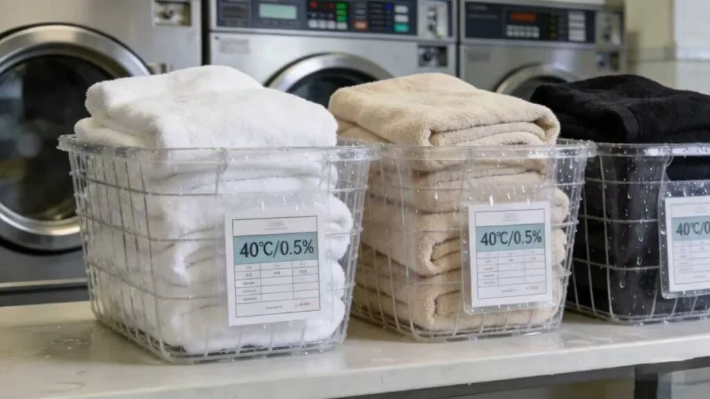 hotel-towel-care-classification-system-with-temperature-parameters-for-commercial-laundry-operations
