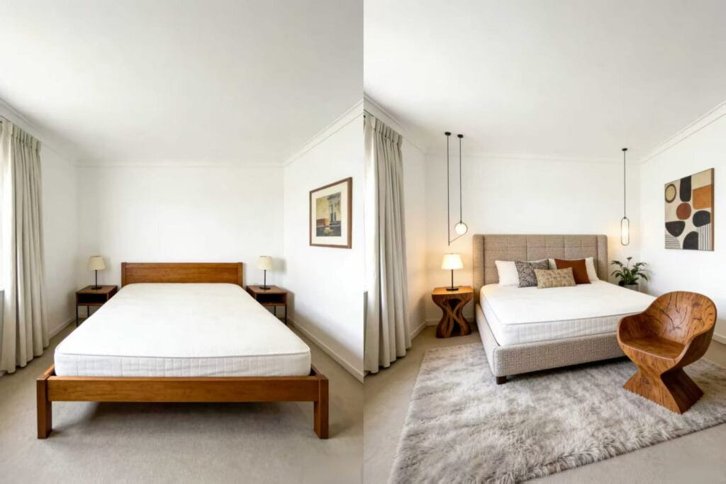 hotel-room-renovation-transformation-featuring-custom-upholstered-headboard-and-artisan-furniture-pieces