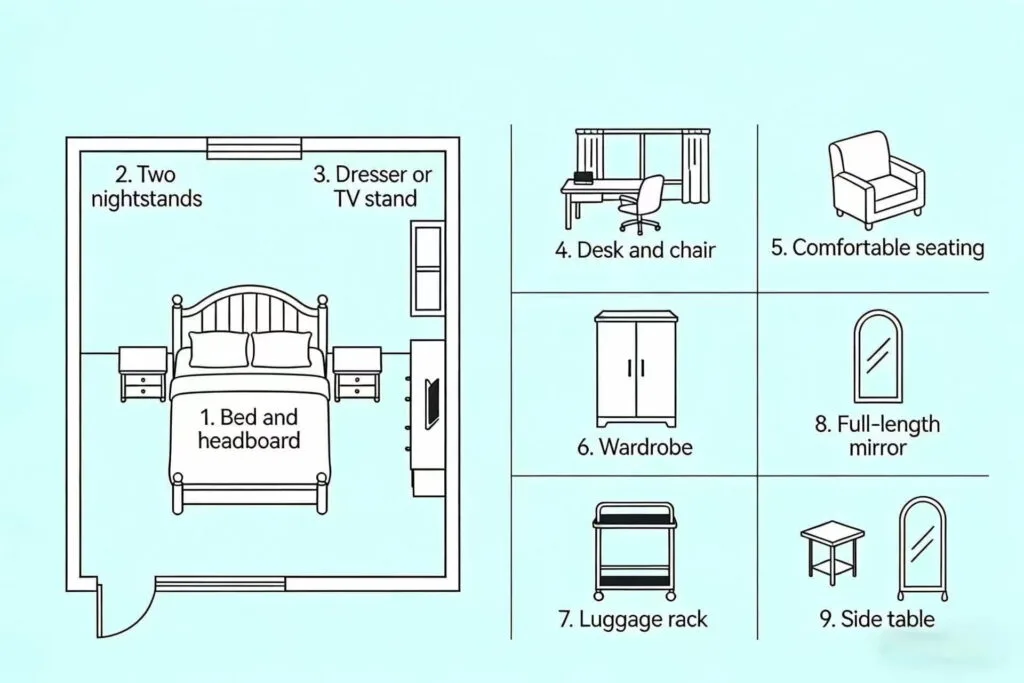 hotel-room-furniture-showing-of-9-essential-furniture-pieces