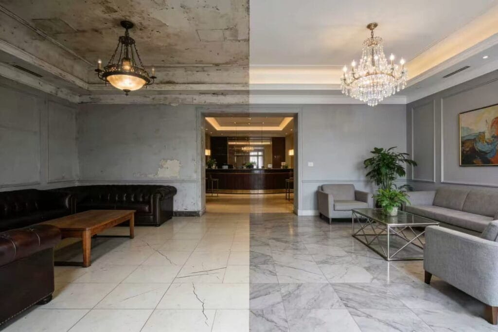 hotel-ff&e-checklist-hotel-lobby-before-and-after-ff&e-renovation-showing-improved-ambiance