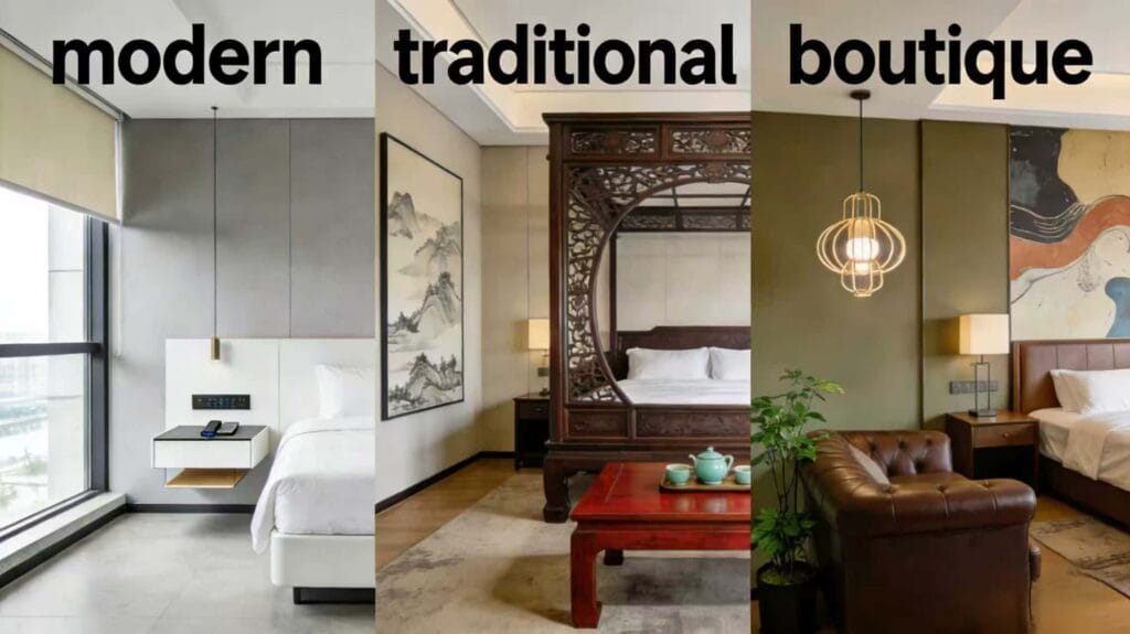 Hotel Room Furniture: The Smart Buyer's Guide to Choosing Furniture That Lasts 3 three-hotel-room-furniture-styles-showing-modern-traditional-and-boutique-furniture-designs