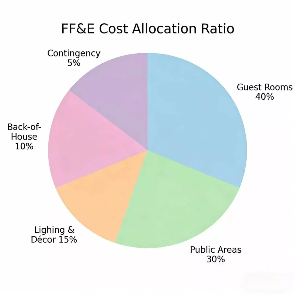 hotel FF&E cost breakdown chart by category 2026