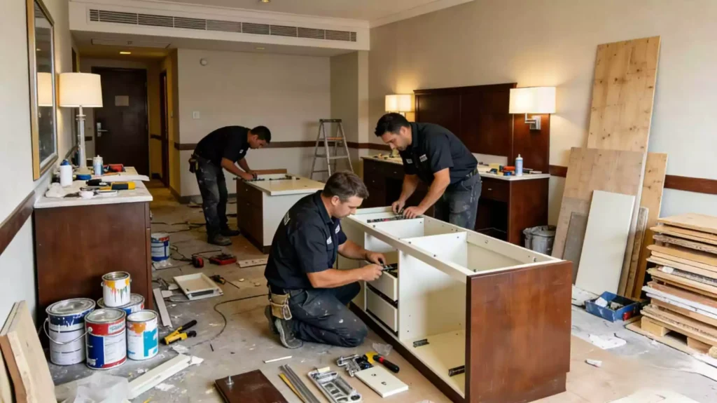 workers-are-renovating-hotel-room-furniture